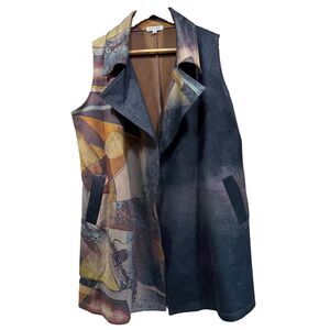 Adore Women's Size M Open Front Knit Long Drape Cardigan Duster Sweater Vest